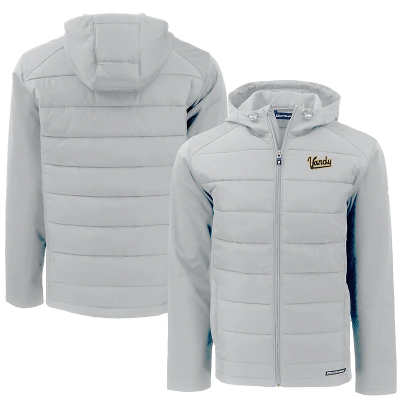 Men's Cutter & Buck Gray Vanderbilt Commodores Vault Evoke Hybrid Eco Softshell Recycled Full-Zip Hooded Jacket