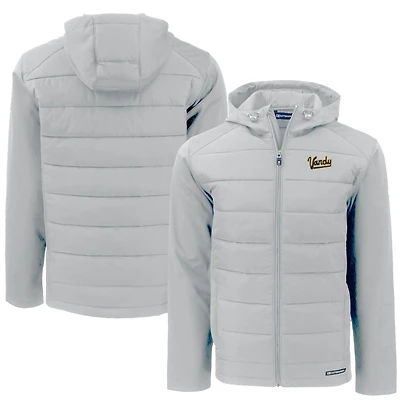 Men's Cutter & Buck  Gray Vanderbilt Commodores Vault Evoke Hybrid Eco Softshell Recycled Full-Zip Hooded Jacket