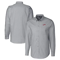 Men's Cutter & Buck  Charcoal SMU Mustangs Vault Stretch Oxford Long Sleeve Dress Shirt