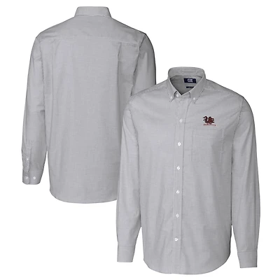 Men's Cutter & Buck  Charcoal South Carolina Gamecocks Vault Striped Stretch Oxford Long Sleeve Dress Shirt