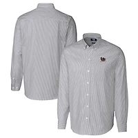 Men's Cutter & Buck  Charcoal South Carolina Gamecocks Vault Striped Stretch Oxford Long Sleeve Dress Shirt
