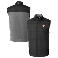 Men's Cutter & Buck  Black Texas Longhorns DryTec Stealth Hybrid Quilted Full-Zip Windbreaker Vest