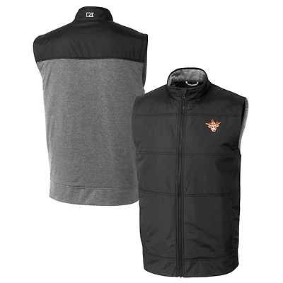 Men's Cutter & Buck  Black Texas Longhorns DryTec Stealth Hybrid Quilted Full-Zip Windbreaker Vest