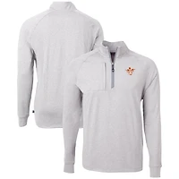 Men's Cutter & Buck  Heather Gray Texas Longhorns Vault Adapt Eco Knit Heathered Recycled Raglan Quarter-Zip Top