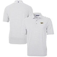 Men's Cutter & Buck  Gray Vanderbilt Commodores Vault DryTec Virtue Eco Pique Stripe Recycled Polo