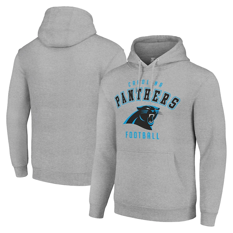 Unisex Starter Heather Gray Carolina Panthers Logo Pullover Hoodie