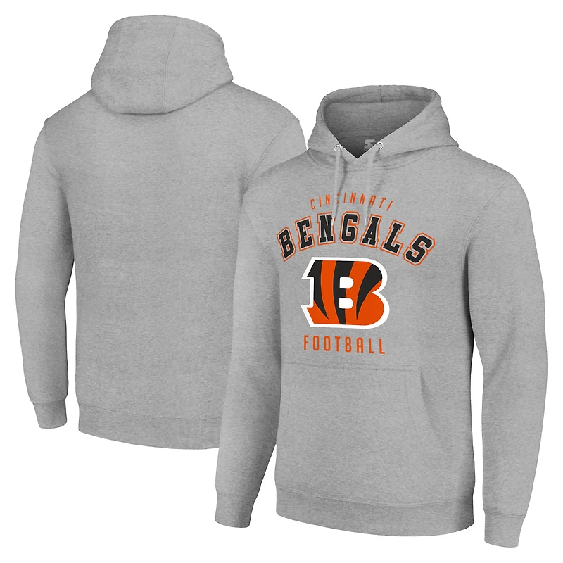 Unisex Starter Heather Gray Cincinnati Bengals Logo Pullover Hoodie