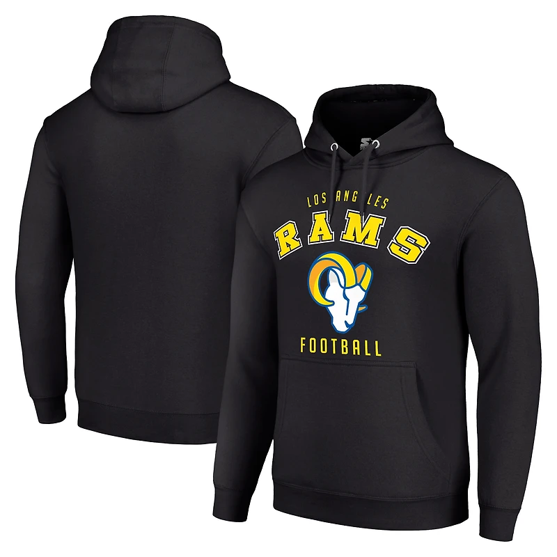 Unisex Starter Black Los Angeles Rams Logo Pullover Hoodie