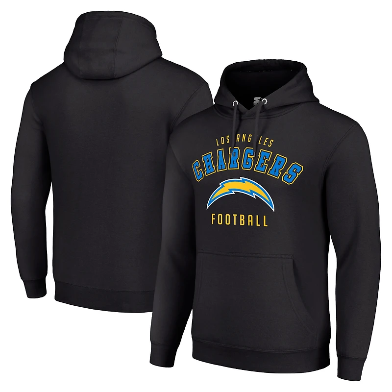 Unisex Starter Black Los Angeles Chargers Logo Pullover Hoodie