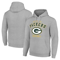Unisex Starter Heather Gray Green Bay Packers Logo Pullover Hoodie
