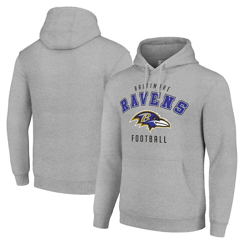 Unisex Starter Heather Gray Baltimore Ravens Logo Pullover Hoodie