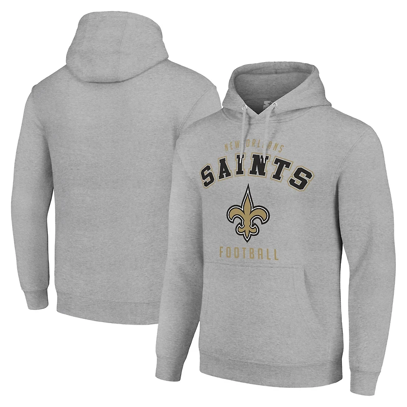 Unisex Starter Heather Gray New Orleans Saints Logo Pullover Hoodie