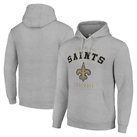Unisex Starter Heather Gray New Orleans Saints Logo Pullover Hoodie