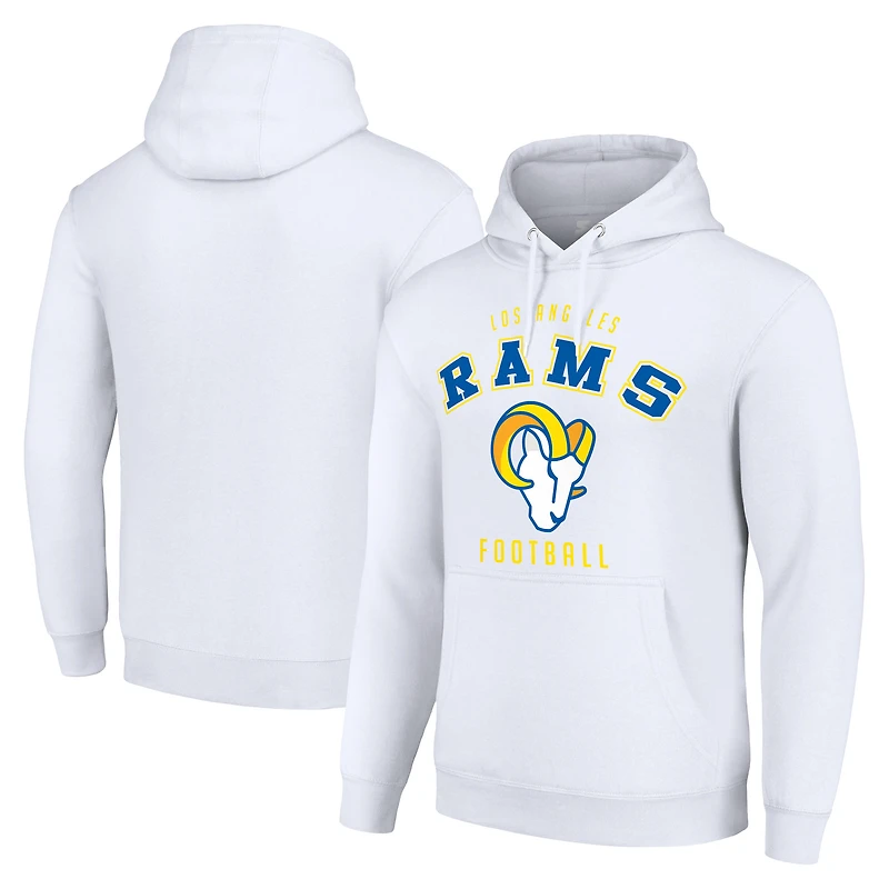 Unisex Starter White Los Angeles Rams Logo Pullover Hoodie