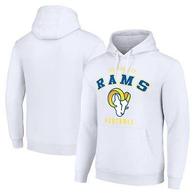 Unisex Starter White Los Angeles Rams Logo Pullover Hoodie