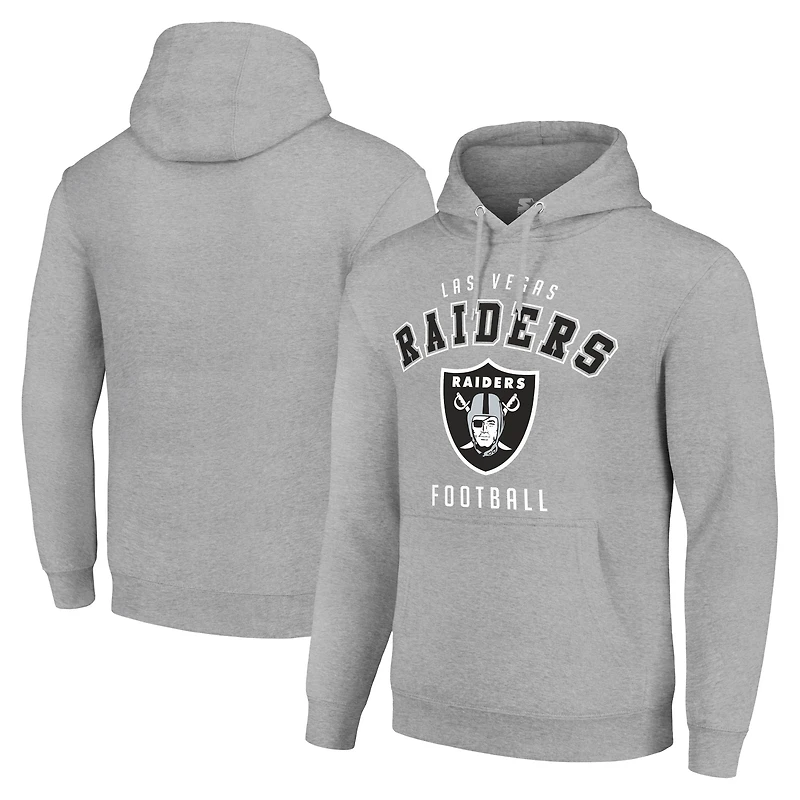 Unisex Starter Heather Gray Las Vegas Raiders Logo Pullover Hoodie