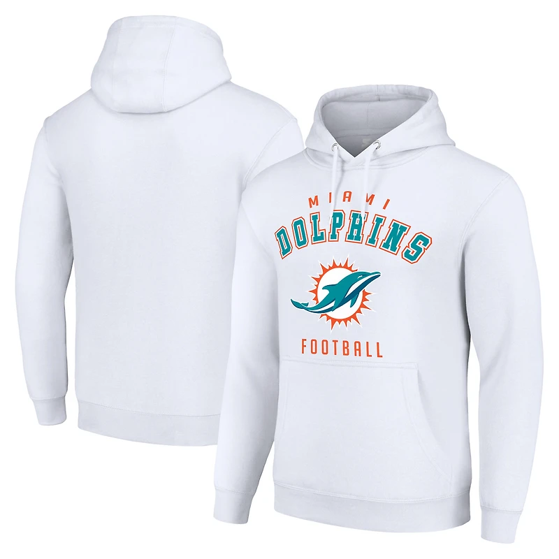 Unisex Starter White Miami Dolphins Logo Pullover Hoodie