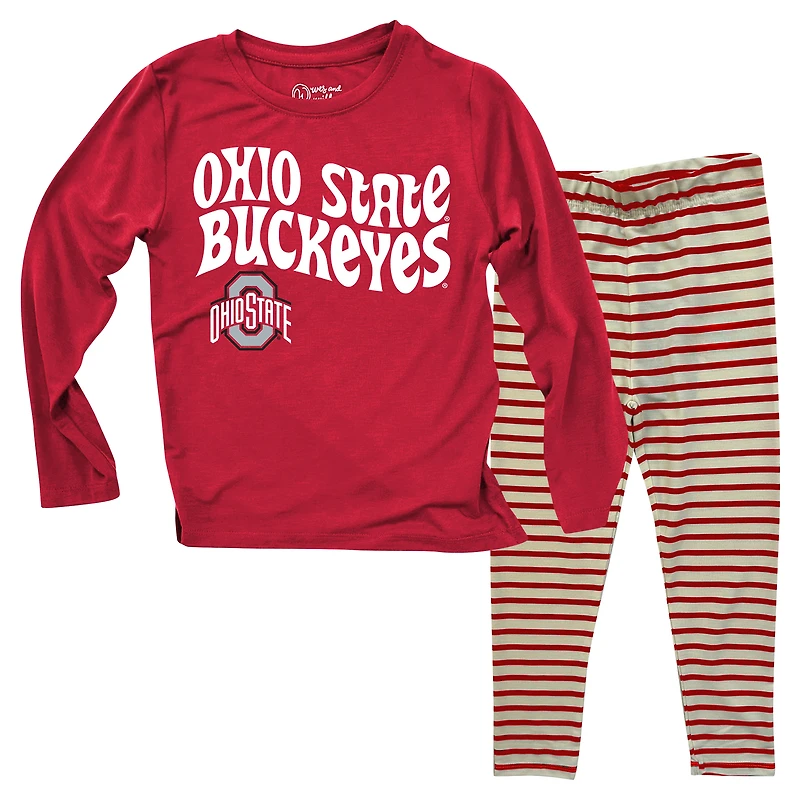 Infant Wes & Willy  Ohio State Buckeyes Long Sleeve Top and Striped Tri-Blend Leggings Set