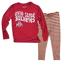 Infant Wes & Willy  Ohio State Buckeyes Long Sleeve Top and Striped Tri-Blend Leggings Set
