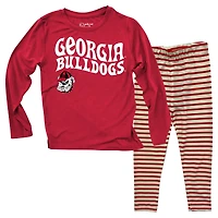 Infant Wes & Willy  Georgia Bulldogs Long Sleeve Top and Striped Tri-Blend Leggings Set