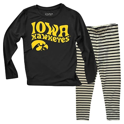 Toddler Wes & Willy  Iowa Hawkeyes Long Sleeve Top and Striped Tri-Blend Leggings Set