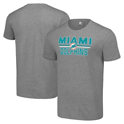 Men's Starter Heather Gray Miami Dolphins Team Mesh Print Graphic T-Shirt
