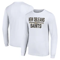 Men's Starter White New Orleans Saints Team Mesh Print Graphic Long Sleeve T-Shirt
