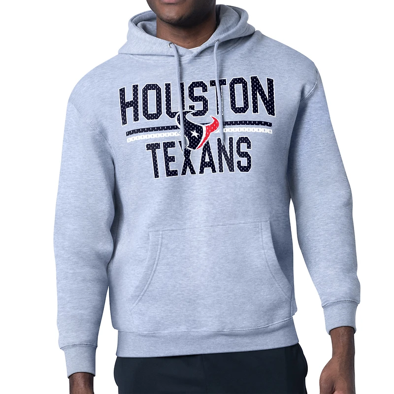 Unisex Starter Heather Gray Houston Texans Team Mesh Print Graphic Tri-Blend Pullover Hoodie