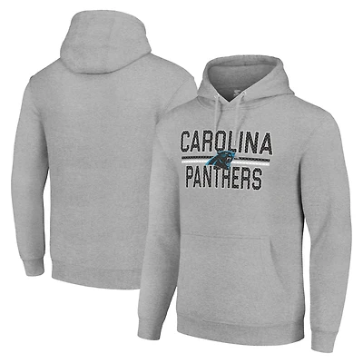 Unisex Starter Heather Gray Carolina Panthers Team Mesh Print Graphic Tri-Blend Pullover Hoodie