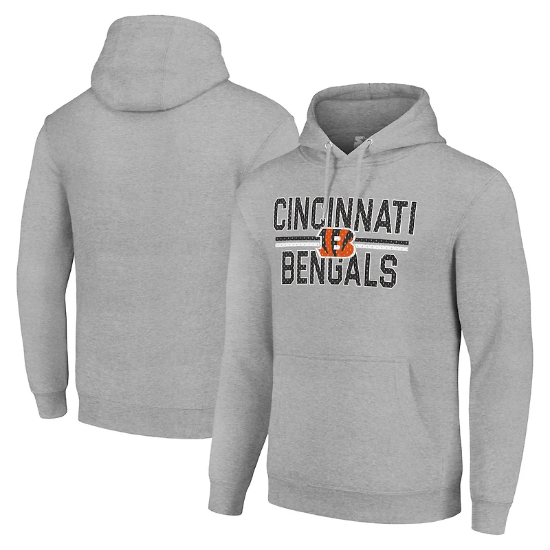Unisex Starter Heather Gray Cincinnati Bengals Team Mesh Print Graphic Tri-Blend Pullover Hoodie