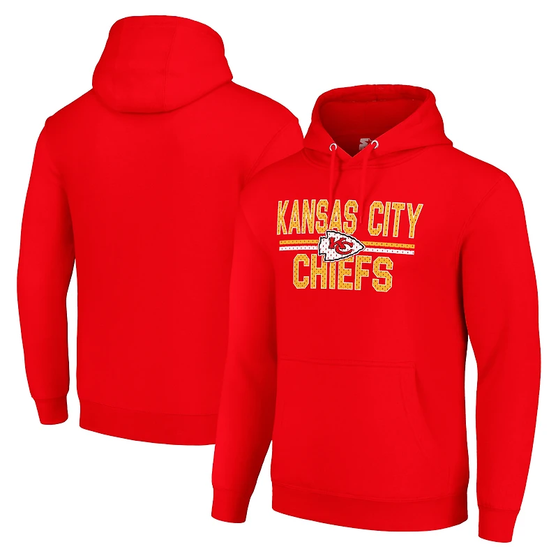 Unisex Starter Red Kansas City Chiefs Team Mesh Print Graphic Tri-Blend Pullover Hoodie