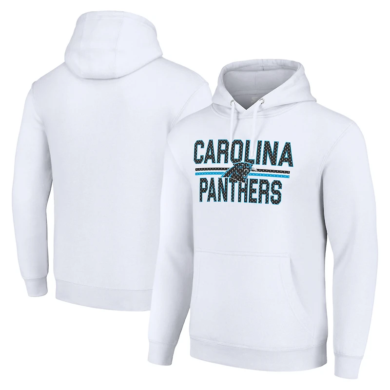Unisex Starter White Carolina Panthers Team Mesh Print Graphic Tri-Blend Pullover Hoodie