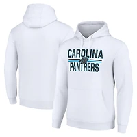 Unisex Starter White Carolina Panthers Team Mesh Print Graphic Tri-Blend Pullover Hoodie