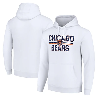 Unisex Starter White Chicago Bears Team Mesh Print Graphic Tri-Blend Pullover Hoodie