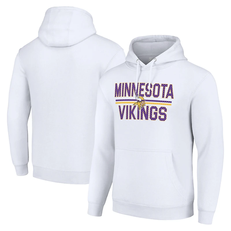 Unisex Starter White Minnesota Vikings Team Mesh Print Graphic Tri-Blend Pullover Hoodie