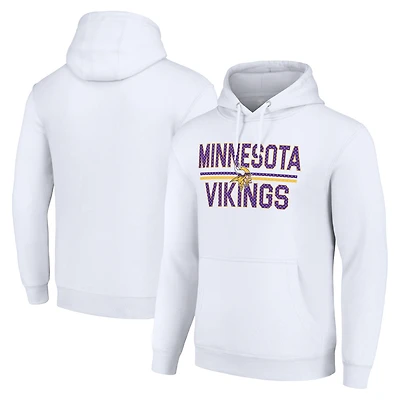 Unisex Starter White Minnesota Vikings Team Mesh Print Graphic Tri-Blend Pullover Hoodie