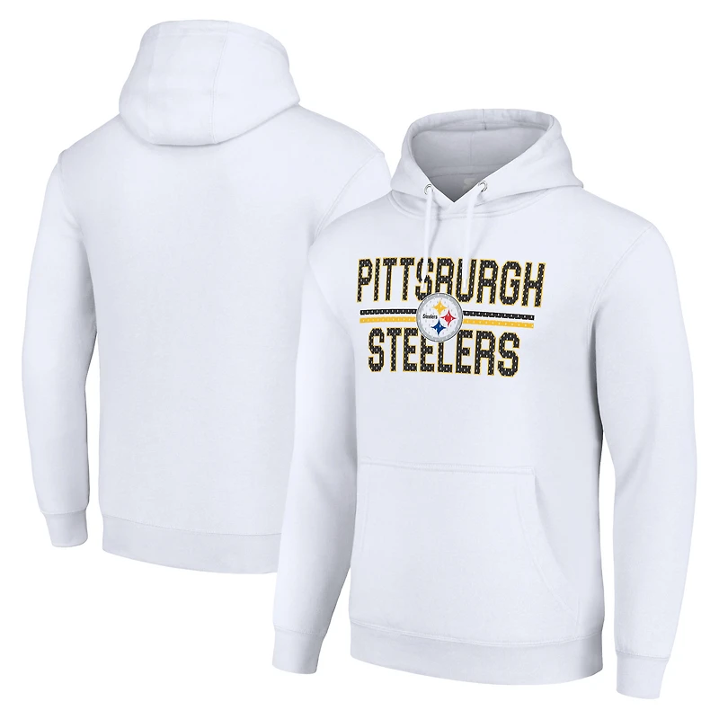 Unisex Starter White Pittsburgh Steelers Team Mesh Print Graphic Tri-Blend Pullover Hoodie