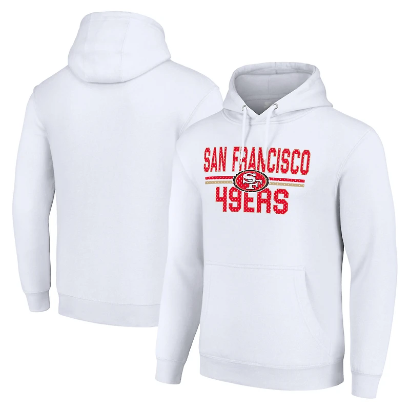 Unisex Starter White San Francisco 49ers Team Mesh Print Graphic Tri-Blend Pullover Hoodie