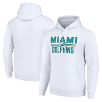 Unisex Starter White Miami Dolphins Team Mesh Print Graphic Tri-Blend Pullover Hoodie