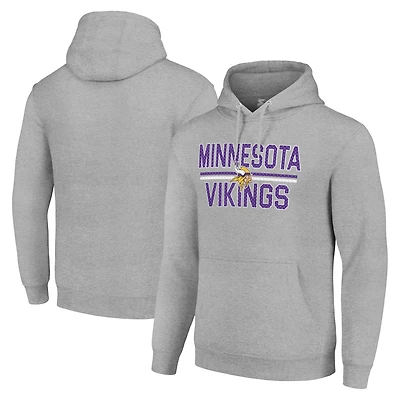 Unisex Starter Heather Gray Minnesota Vikings Team Mesh Print Graphic Tri-Blend Pullover Hoodie