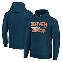 Unisex Starter Navy Denver Broncos Team Mesh Print Graphic Tri-Blend Pullover Hoodie