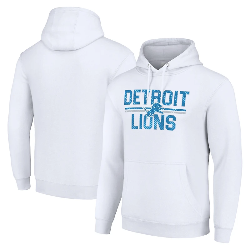 Unisex Starter White Detroit Lions Team Mesh Print Graphic Tri-Blend Pullover Hoodie