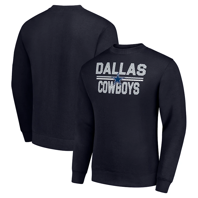 Men's Starter Navy Dallas Cowboys Team Mesh Print Graphic Pullover Sweatshirt
