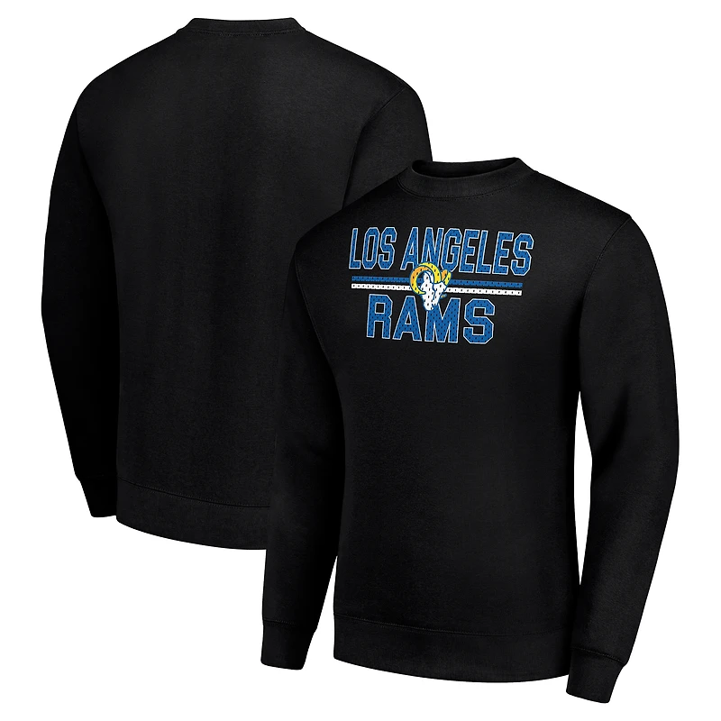 Men's Starter Black Los Angeles Rams Team Mesh Print Graphic Pullover Sweatshirt