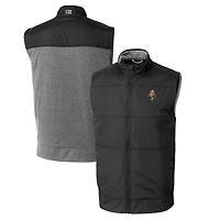 Men's Cutter & Buck Black Tennessee Volunteers Big & Tall Stealth Hybrid Quilted Full-Zip DryTec Windbreaker Vest