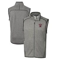 Men's Cutter & Buck Heather Gray Texas A&M Aggies Big & Tall Mainsail Sweater-Knit Full-Zip Vest