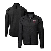 Men's Cutter & Buck Heather Charcoal Texas A&M Aggies Big & Tall Mainsail Sweater-Knit Full-Zip Jacket