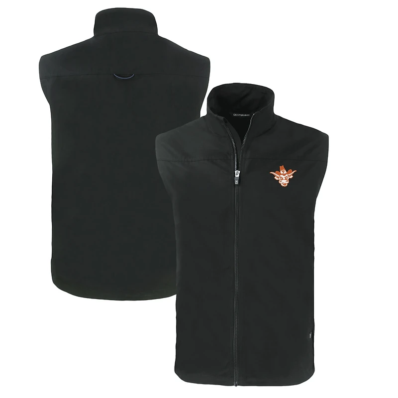 Men's Cutter & Buck Black Texas Longhorns Big & Tall Charter Eco Full-Zip Vest