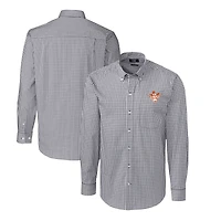 Men's Cutter & Buck Charcoal Texas Longhorns Easy Care Stretch Gingham Big & Tall Long Sleeve Button-Down Dress Shirt