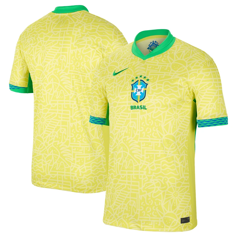 Men's Nike Yellow Brazil National Team 2024 Home Stadium Replica Jersey